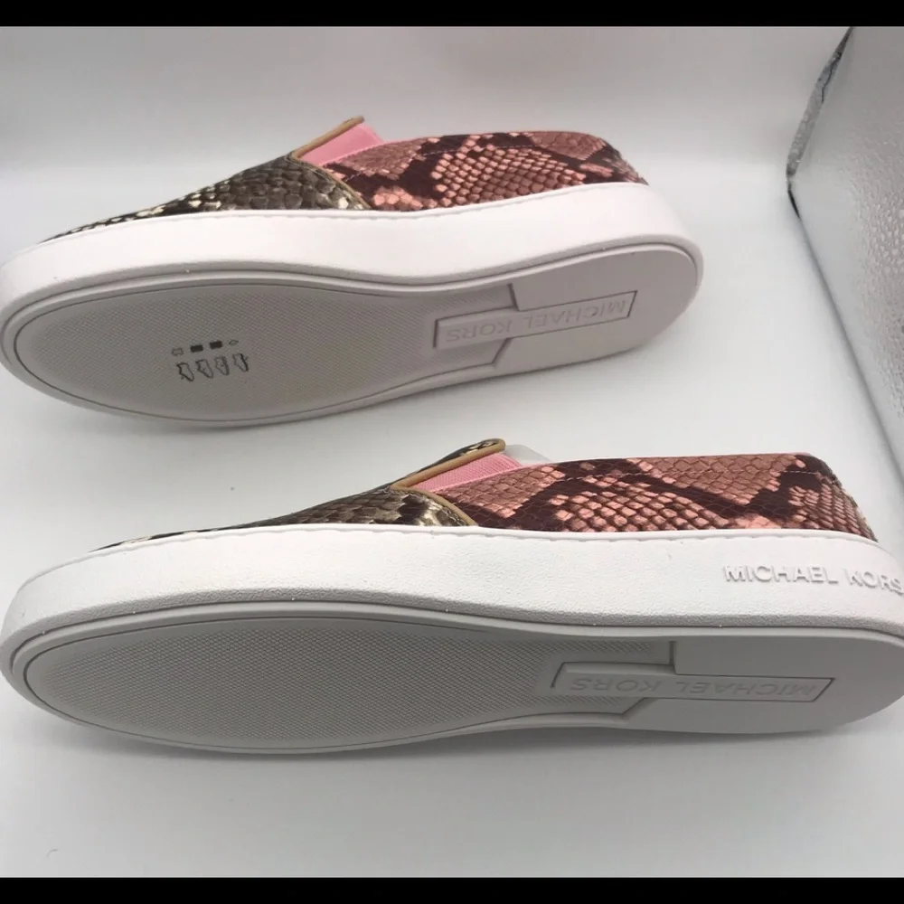 NWT Michael Kors Keaton Slip On Sneakers - SIZE 8 Shell Pink and python